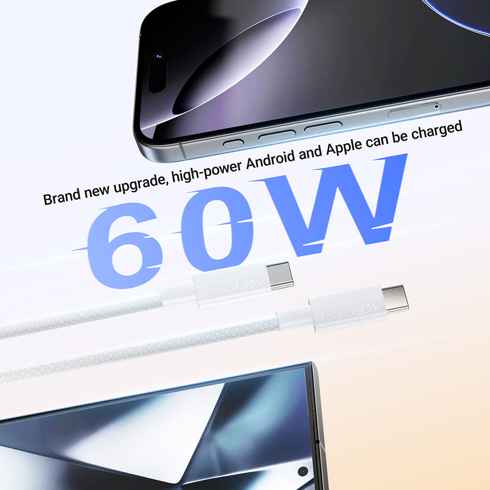 ACEFAST C18-03 USB-C to USB-C Nylon Braid Charging Data Cable -White