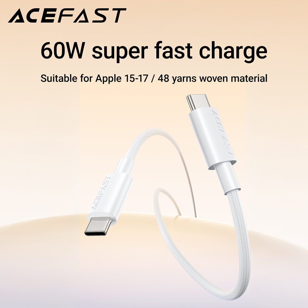 ACEFAST C18-03 USB-C to USB-C Nylon Braid Charging Data Cable -White