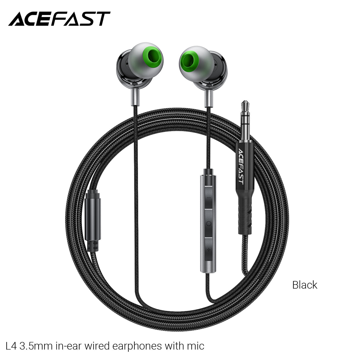 ACEFAST L4 3.5mm In-Ear Wired Earphones - Black