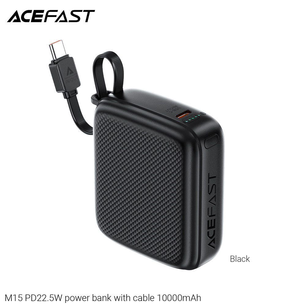 ACEFAST M15 Fast Charging Power Bank With Cable PD20W 10000mAh -Black