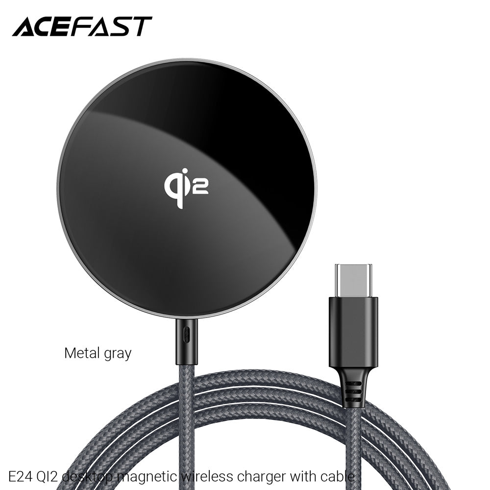 ACEFAST E24 QI2 Desktop Magnetic Wireless Charger WithCable -Metallic Gray