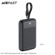 ACEFAST M13 Fast Charge Power Bank With Cable PD22.5W 10000mAh -Black
