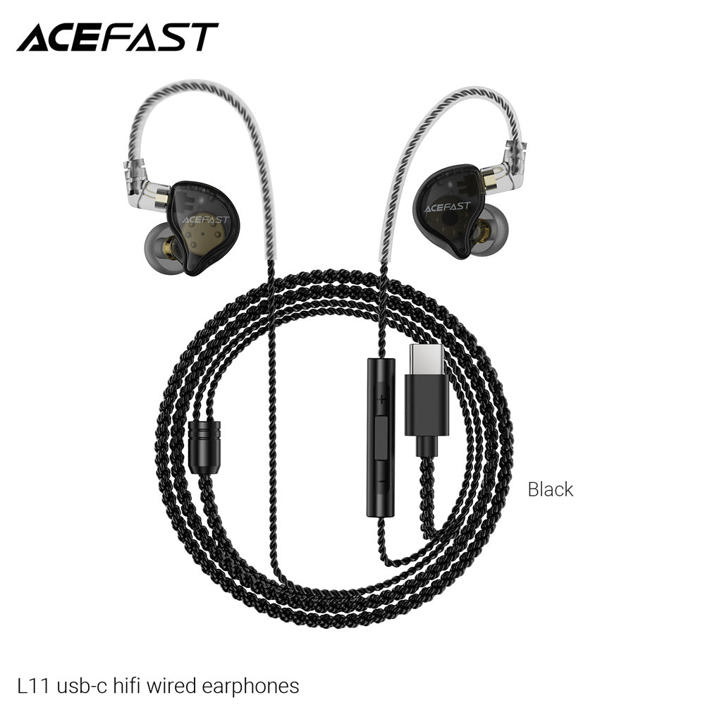 ACEFAST L11 Hybrid Drivers Wired Earphones- Black