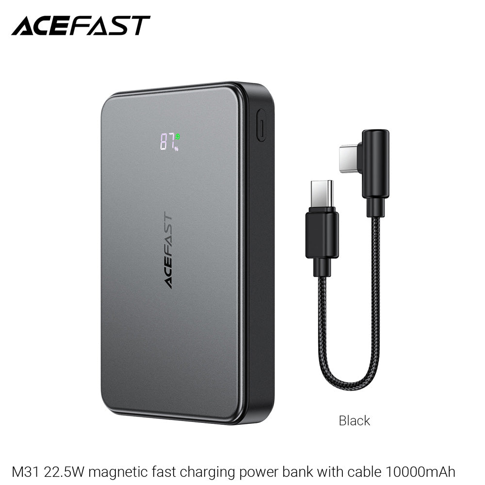 ACEFAST M31 Magnetic Fast Wireless Charge Power Bank 22.5W 10000mAh -Black (CCC Certified)