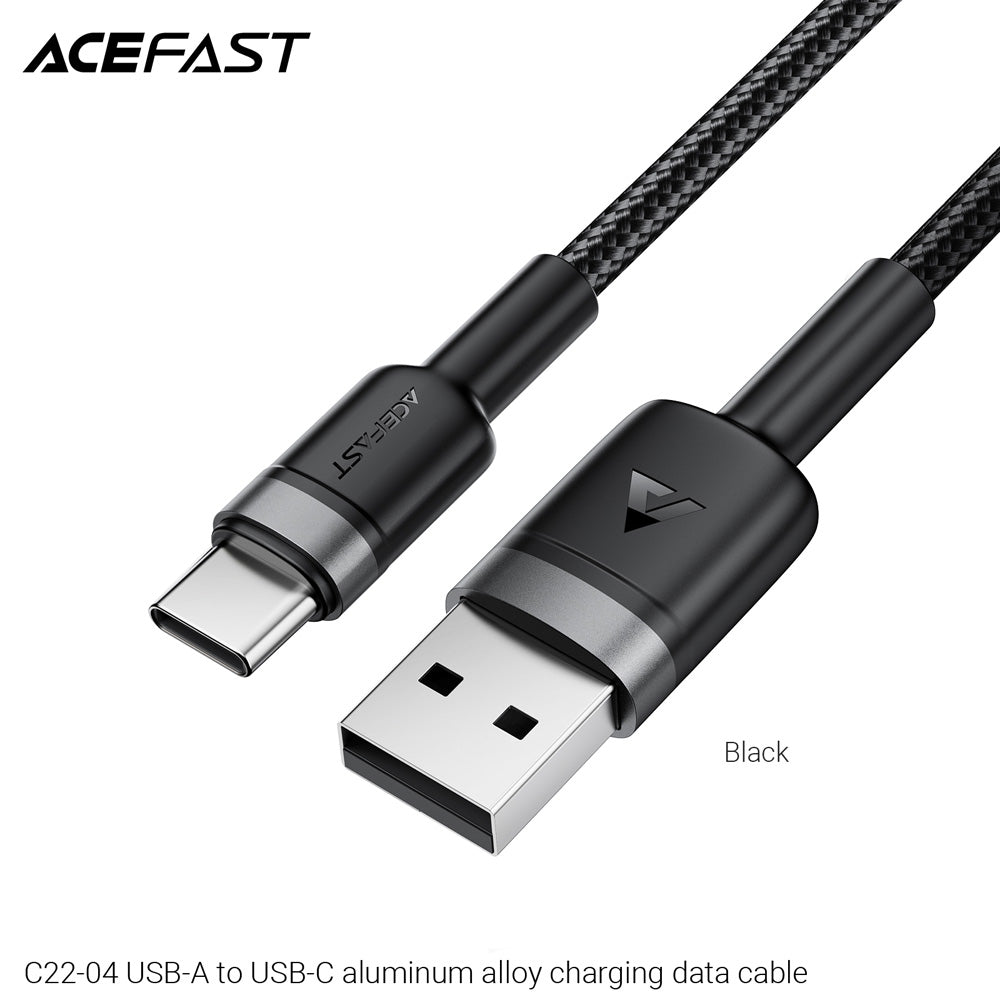 ACEFAST C22-04 USB-A to USB-C Aluminum Alloy Charging Data Cable -Black