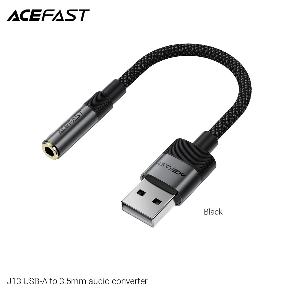 ACEFAST J13 USB-A to 3.5mm Audio Converter -Black