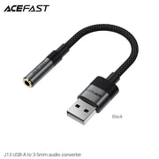 ACEFAST J13 USB-A to 3.5mm Audio Converter -Black