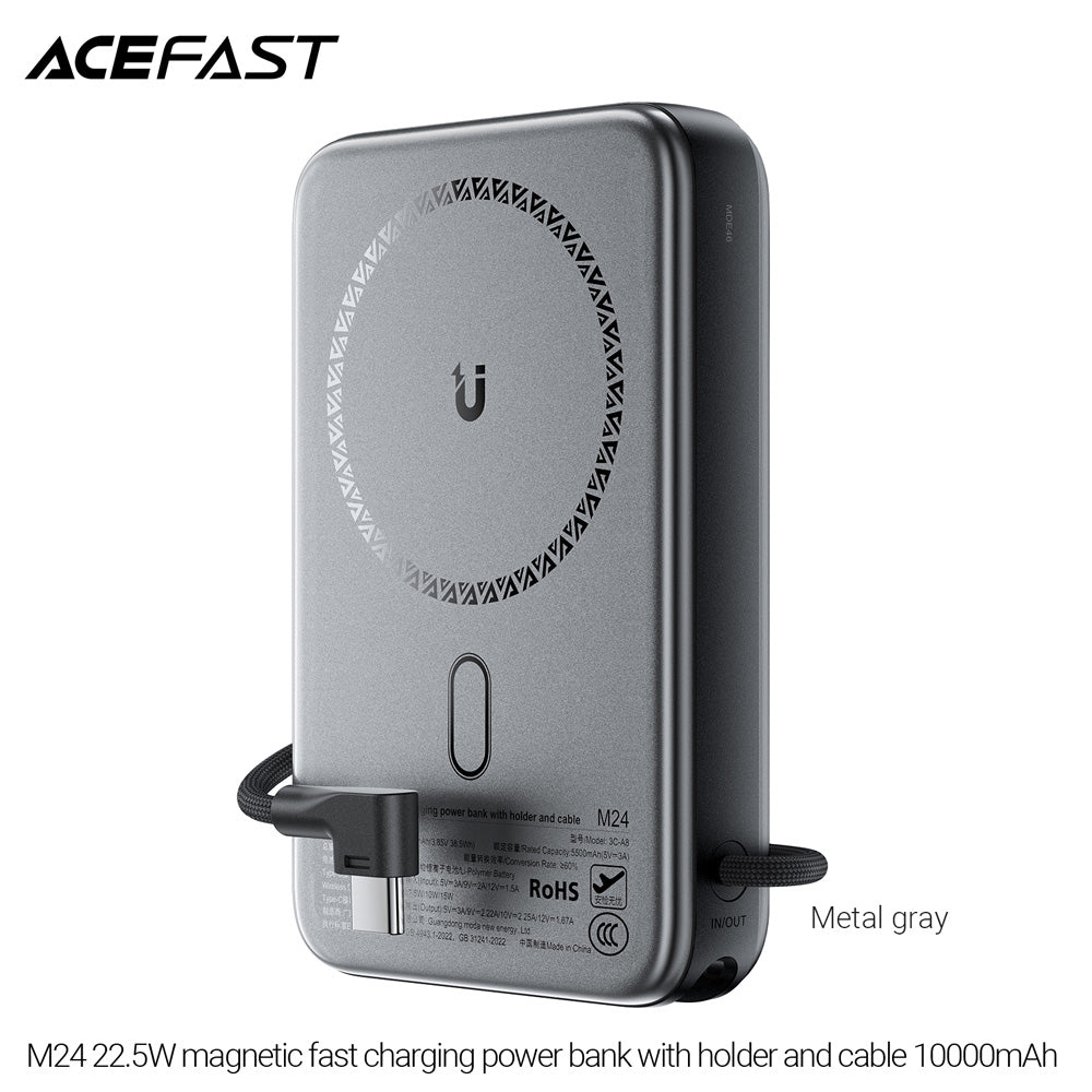 ACEFAST M24 Magnetic Fast Charging Power Bank With Holder and Cable 22.5W 10000mAh
