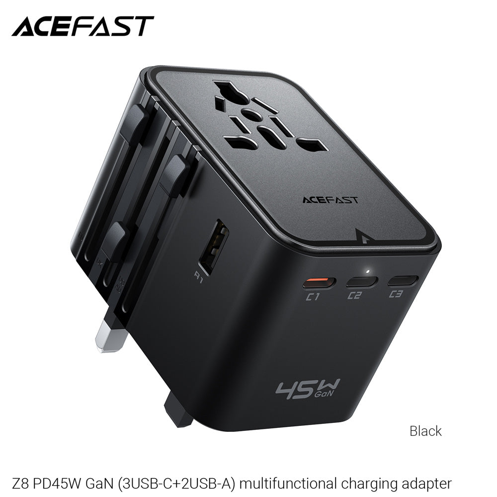ACEFAST Z8 45W GaN Universal Travel Adapter - Black