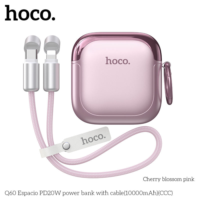 Hoco Q60 10000mAh PD20W / 22.5W Fast Charging Power Bank with Built-in Cable