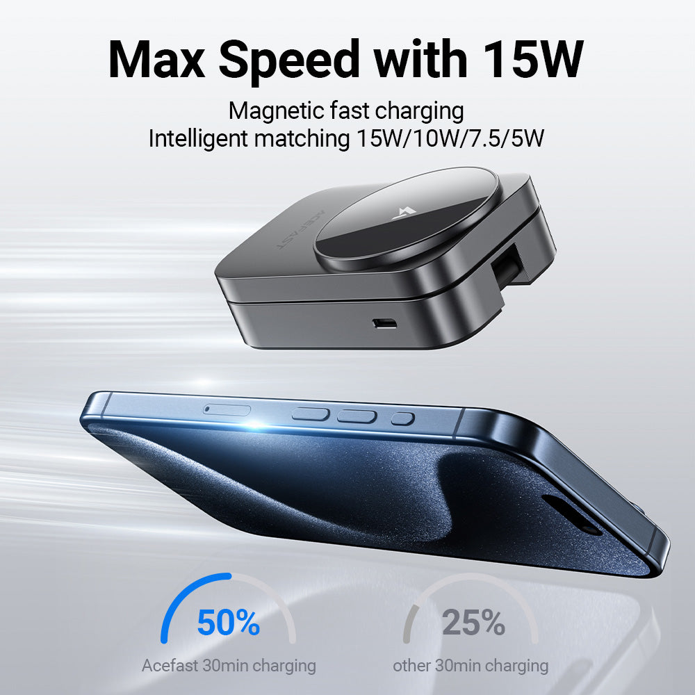 ACEFAST E22 Desktop 3-in-1 Wireless Charging Holder -Metallic Gray