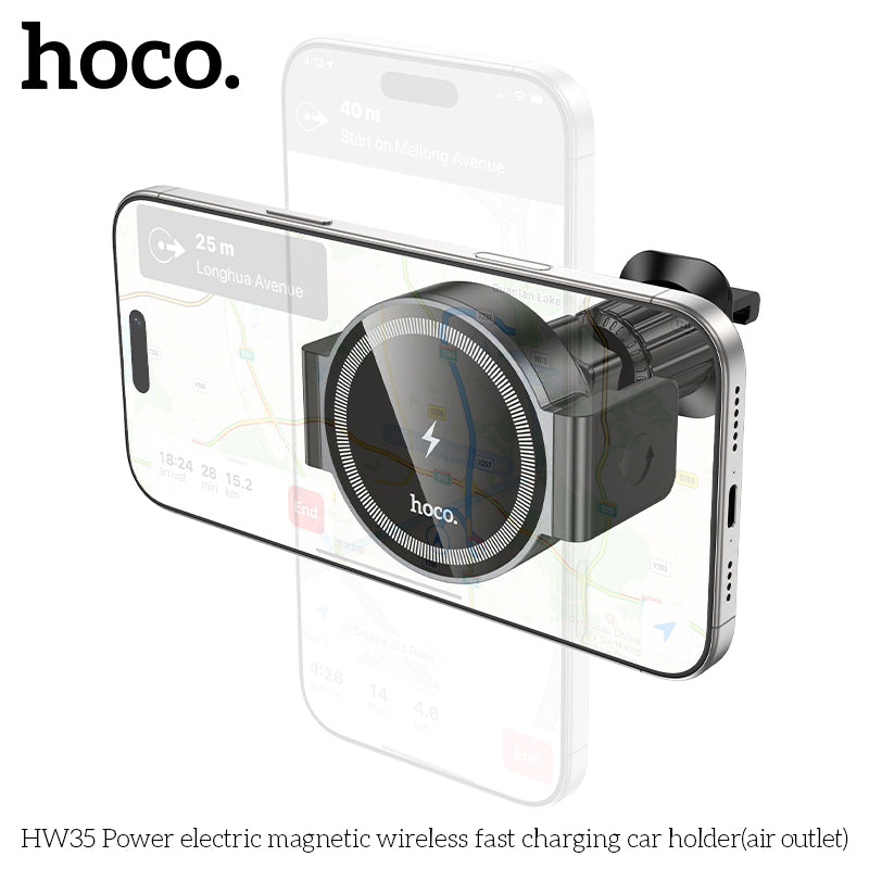 Hoco HW35 15W Magnetic Wireless Charging Car Mount – Air Vent