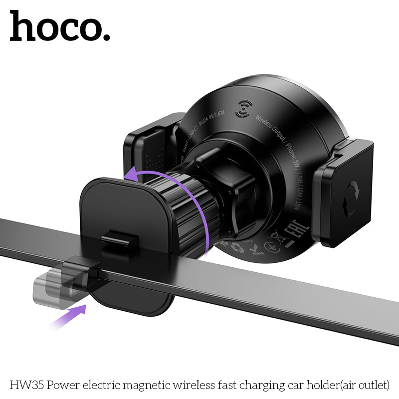 Hoco HW35 15W Magnetic Wireless Charging Car Mount – Air Vent