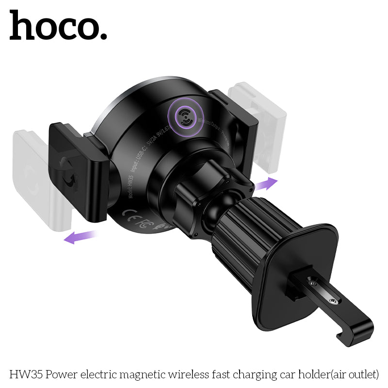 Hoco HW35 15W Magnetic Wireless Charging Car Mount – Air Vent