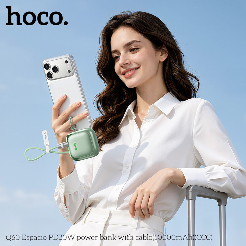 Hoco Q60 10000mAh PD20W / 22.5W Fast Charging Power Bank with Built-in Cable