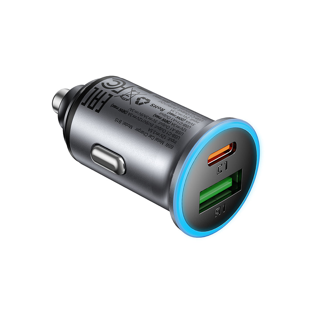 ACEFAST B15 65W Dual Port Metal Car Charger -Metallic Gray