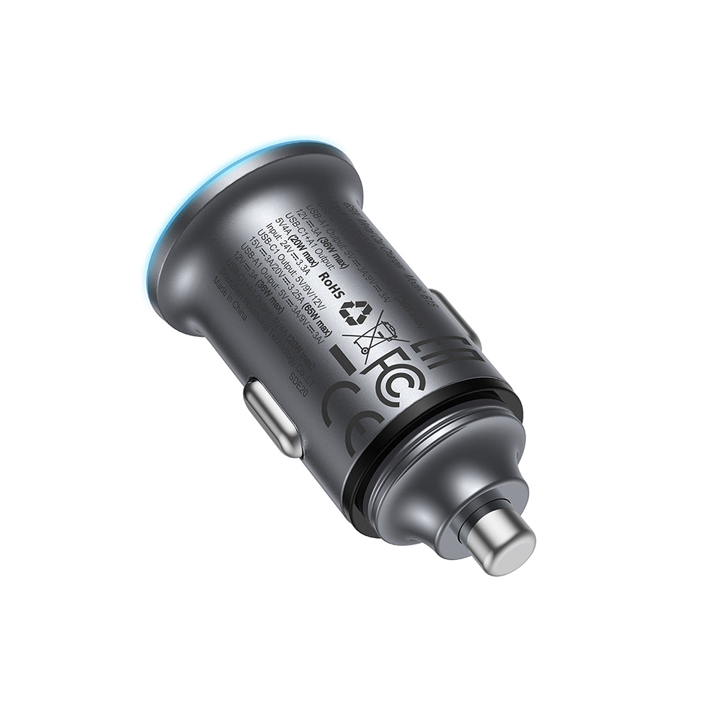 ACEFAST B15 65W Dual Port Metal Car Charger -Metallic Gray