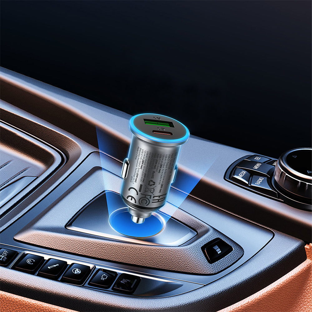 ACEFAST B15 65W Dual Port Metal Car Charger -Metallic Gray