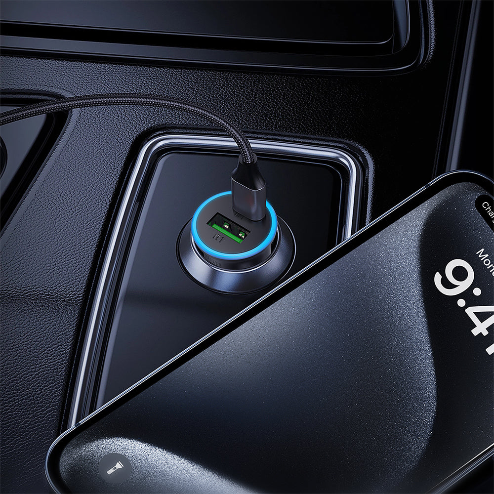 ACEFAST B15 65W Dual Port Metal Car Charger -Metallic Gray