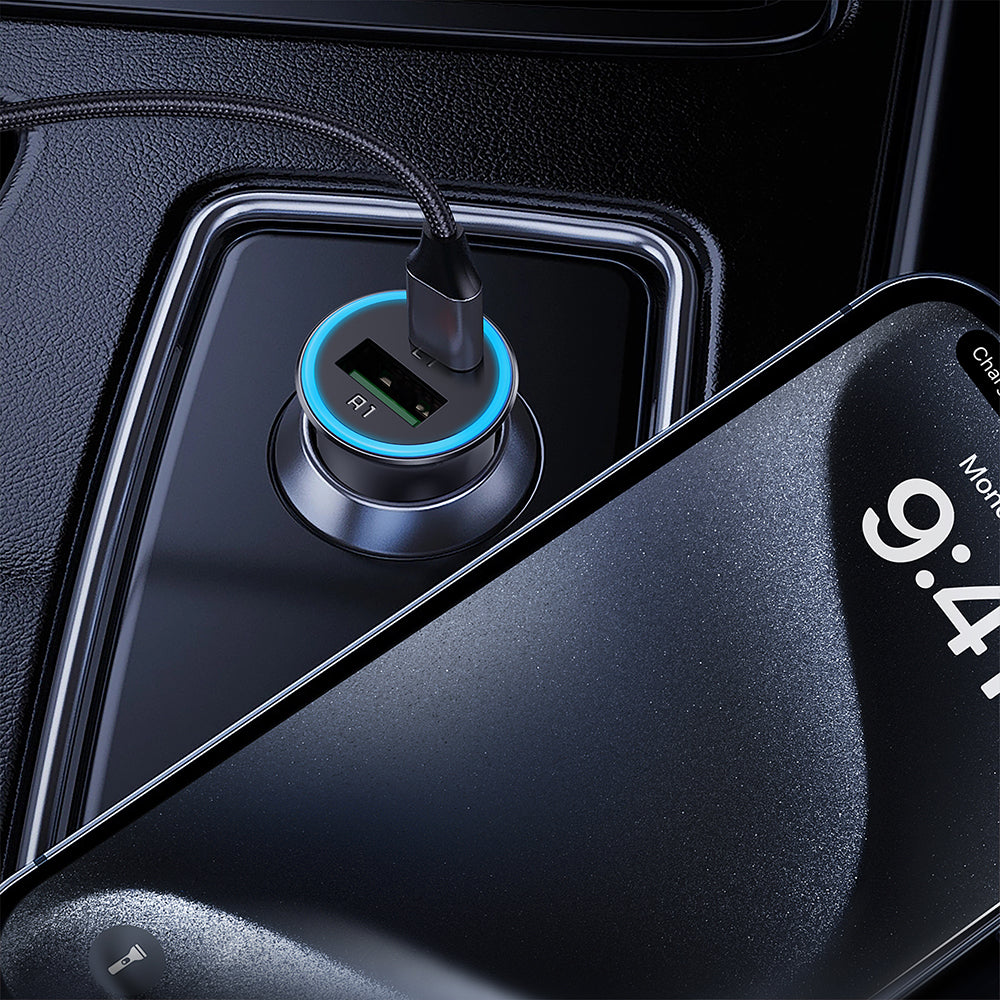 ACEFAST B16 95W Dual Port Metal Car Charger -Metallic Gray