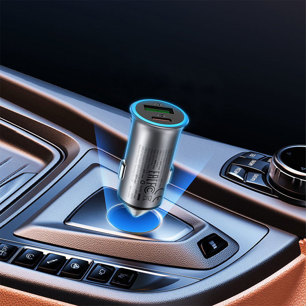 ACEFAST B16 95W Dual Port Metal Car Charger -Metallic Gray