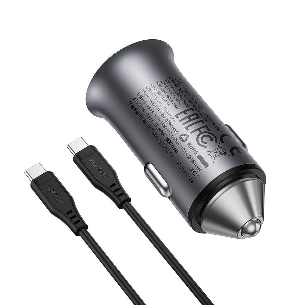 ACEFAST B16 95W Dual Port Metal Car Charger Set (P5) -Metallic Gray