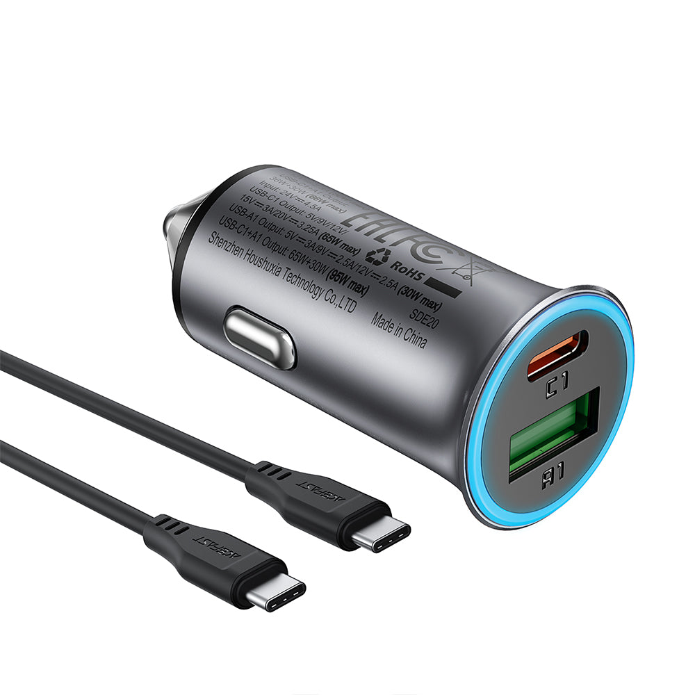 ACEFAST B16 95W Dual Port Metal Car Charger Set (P5) -Metallic Gray