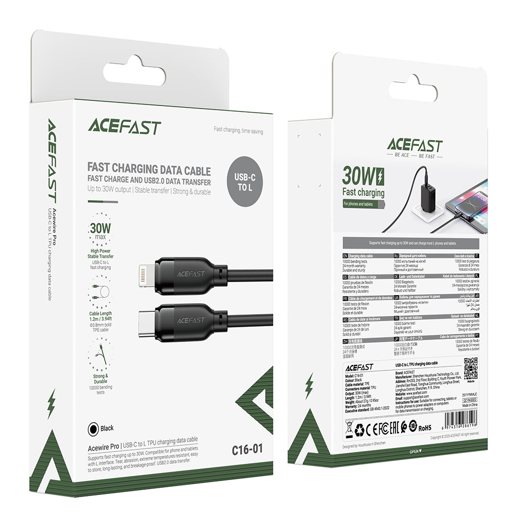 ACEFAST C16-01 USB-C to Lightning 30W Charging & Data Cable