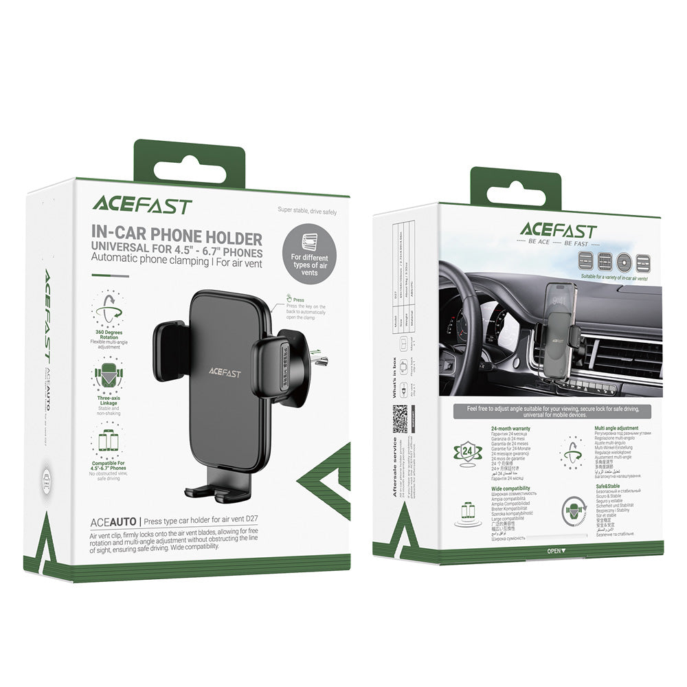 ACEFAST D27 Press Type Car Holder For Air Vent- Black