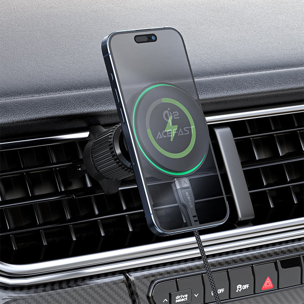 ACEFAST  D33 Qi2 Magnetic Wireless Charging Car Holder For Air Went- Black