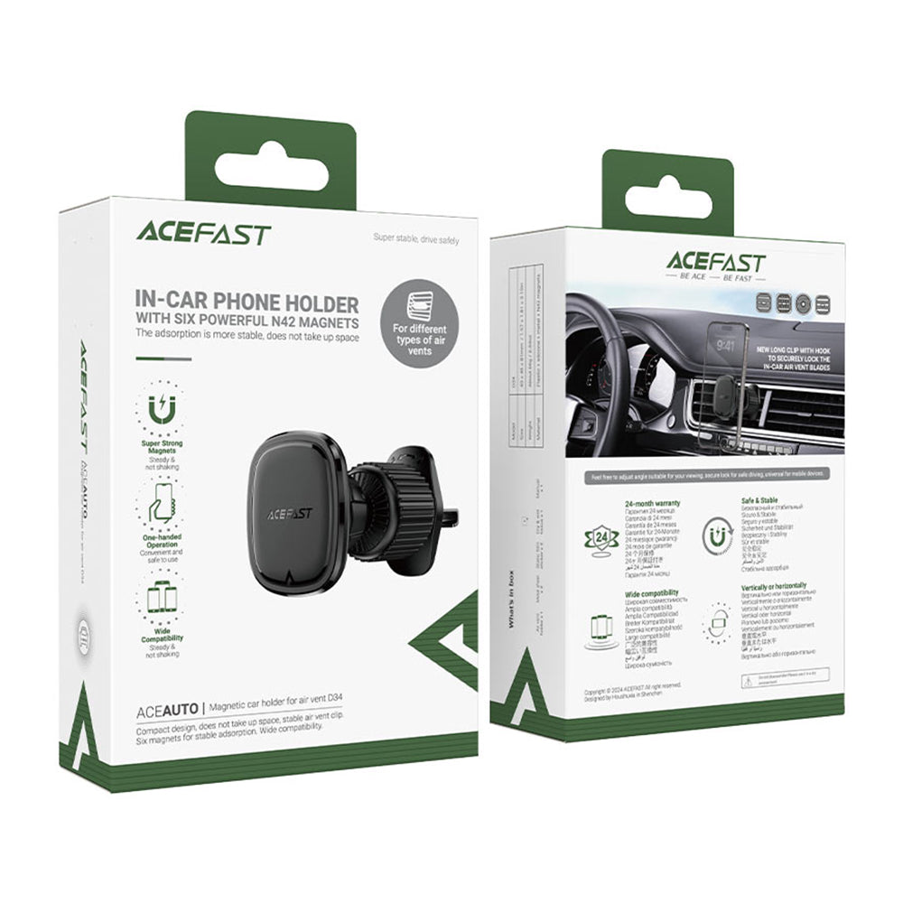 ACEFAST D34 Magnetic Charging Car Holder For Air Went- Black
