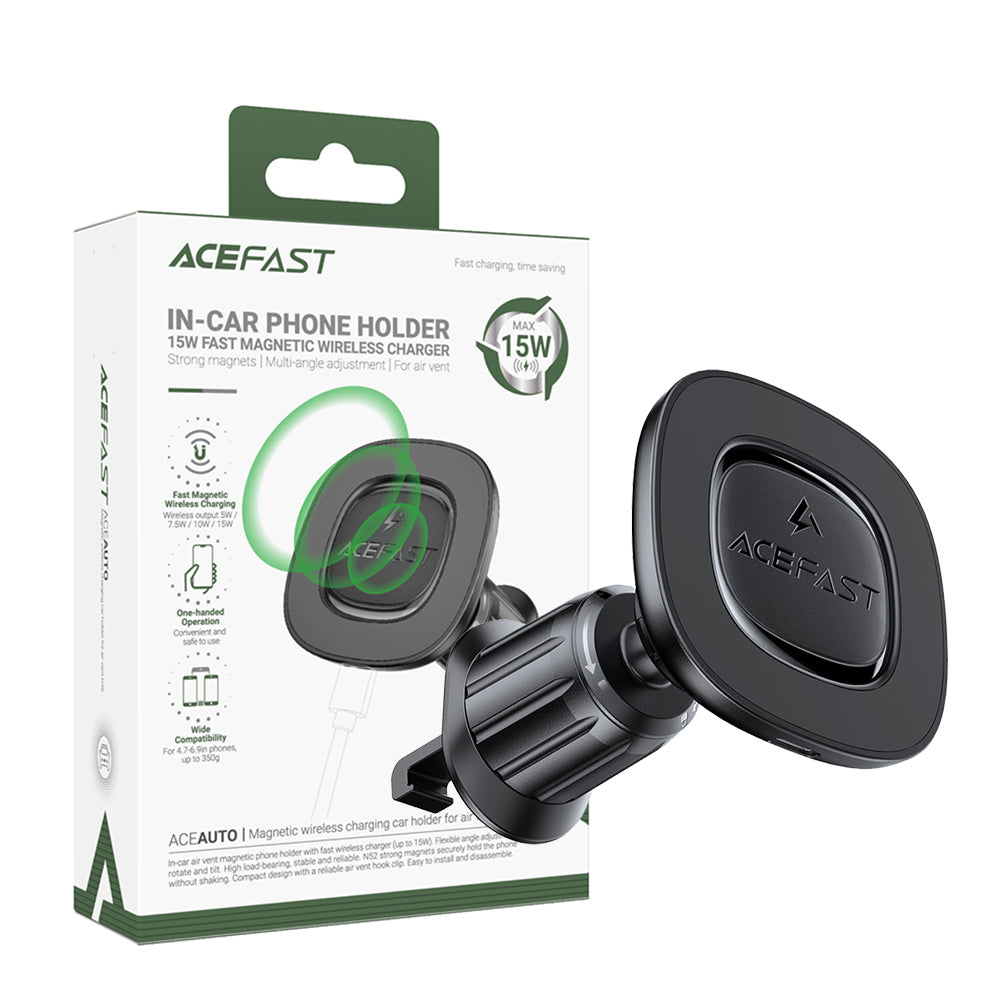 ACEFAST D46 Magnetic Wireless Charging Car Holder For Air Went- Black