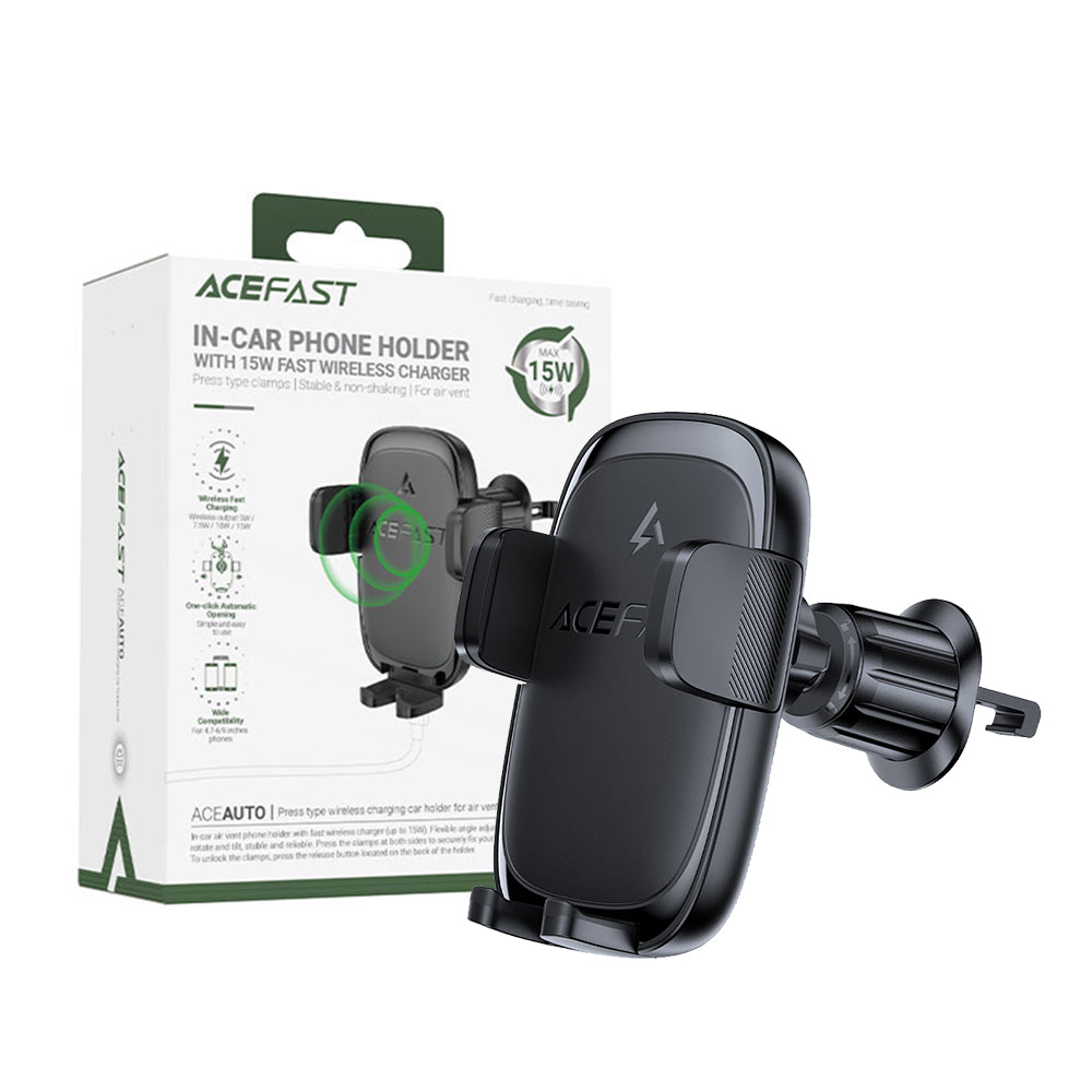 ACEFAST D48 Fast Wireless Charger Car Holder For Air Vent- Black
