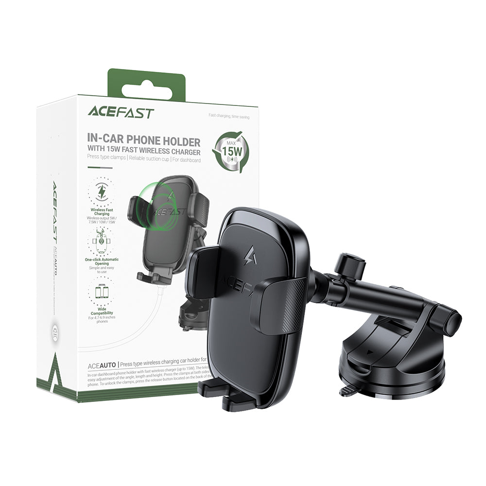 ACEFAST D49 One-touch Center Console Wireless Charger Car Holder-Black