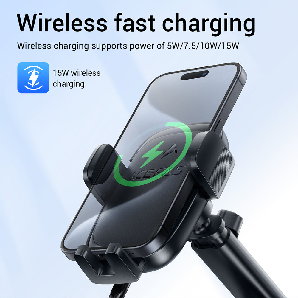 ACEFAST D49 One-touch Center Console Wireless Charger Car Holder-Black