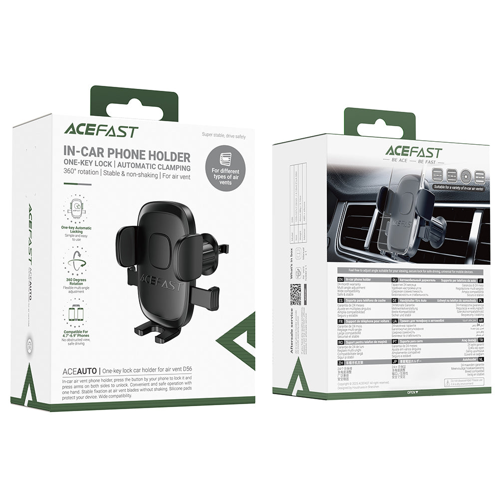 ACEFAST D56 One-Key Lock Car Holder For Air Vent-Black