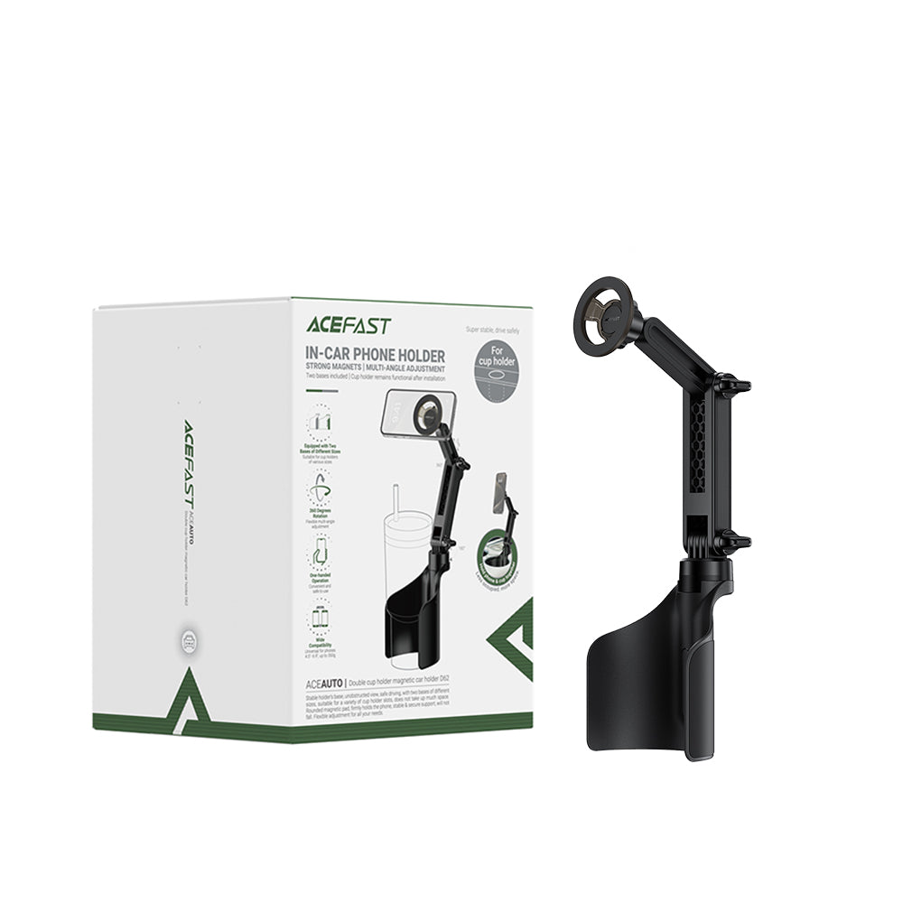 ACEFAST D62 Double Cup Holder Magnetic Car Holder - Black