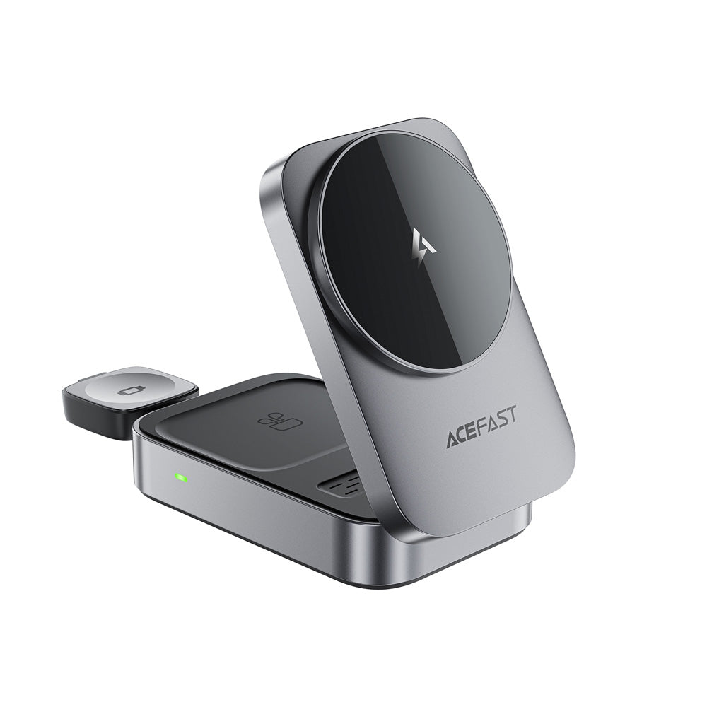ACEFAST E22 Desktop 3-in-1 Wireless Charging Holder -Metallic Gray