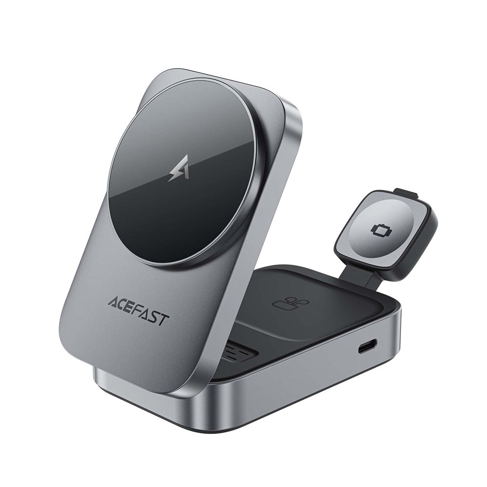 ACEFAST E22 Desktop 3-in-1 Wireless Charging Holder -Metallic Gray