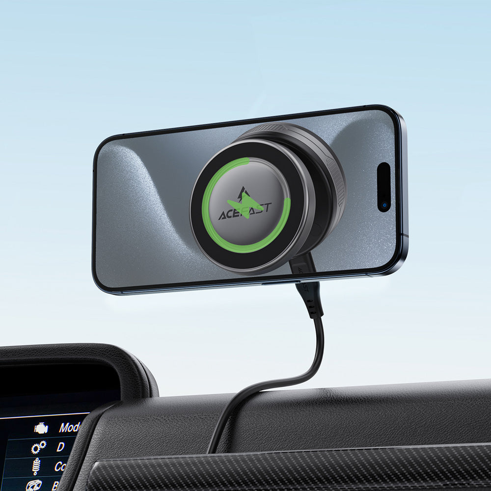 ACEFAST E29 Electric Suction Cup Magnetic Wireless Charging Holder -Metallic Gray