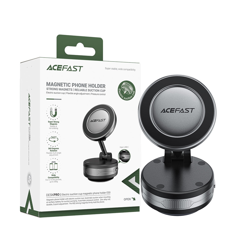 ACEFAST E30 Electric Suction Cup Magnetic Phone Holder -Metallic Gray