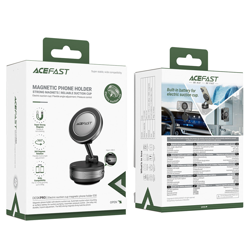 ACEFAST E30 Electric Suction Cup Magnetic Phone Holder -Metallic Gray
