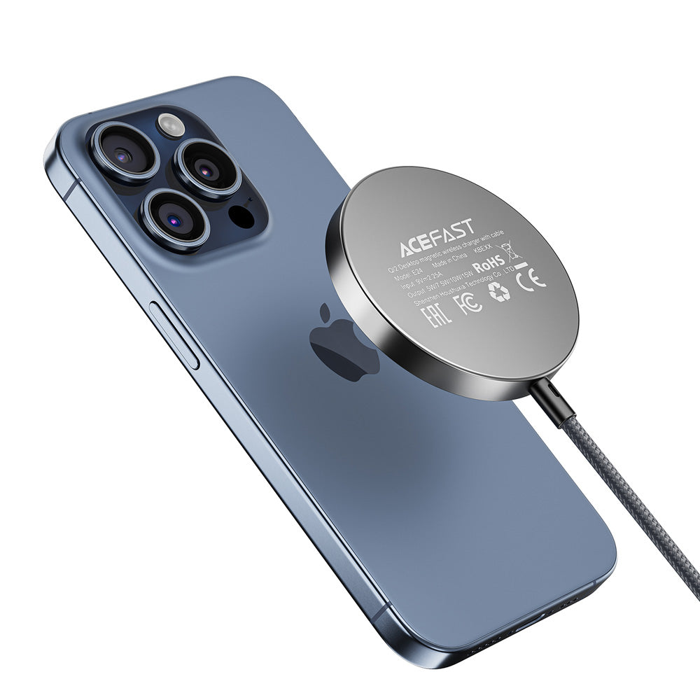 ACEFAST E24 QI2 Desktop Magnetic Wireless Charger WithCable -Metallic Gray