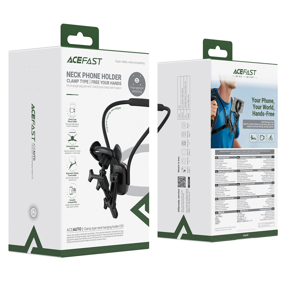 ACEFAST E33 Neck-hanging Clamp Type Holder -Black