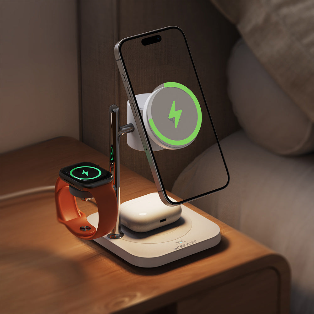 ACEFAST E39 4-in-1 Qi2 Desktop Wireless Charger - White