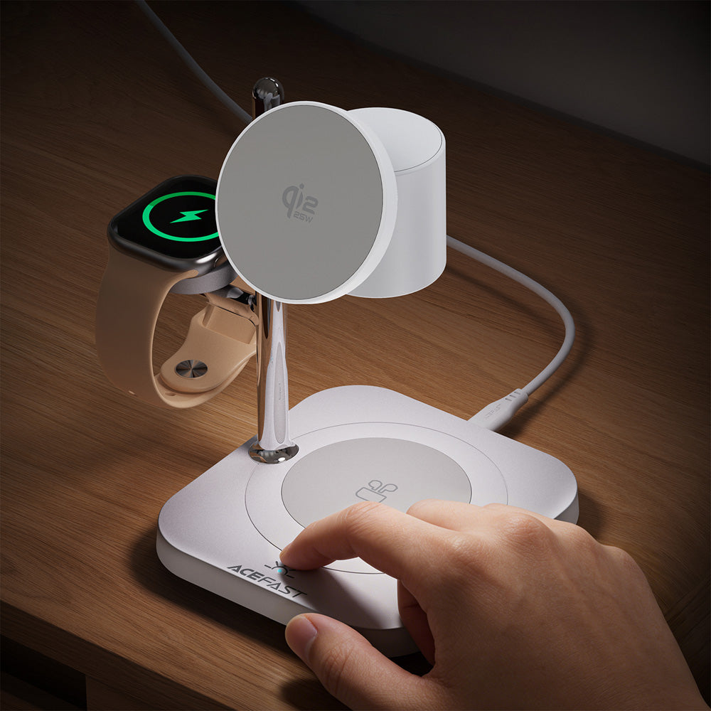 ACEFAST E39 4-in-1 Qi2 Desktop Wireless Charger - White