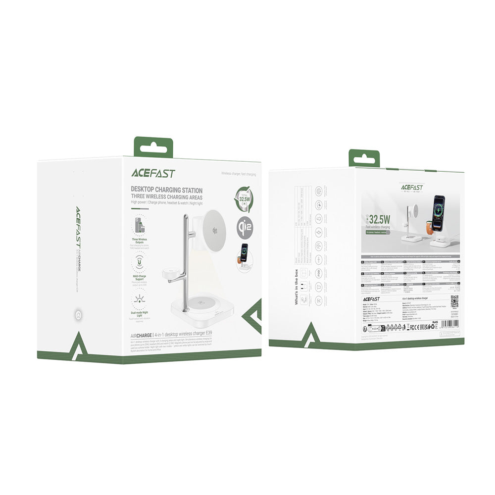 ACEFAST E39 4-in-1 Qi2 Desktop Wireless Charger - White