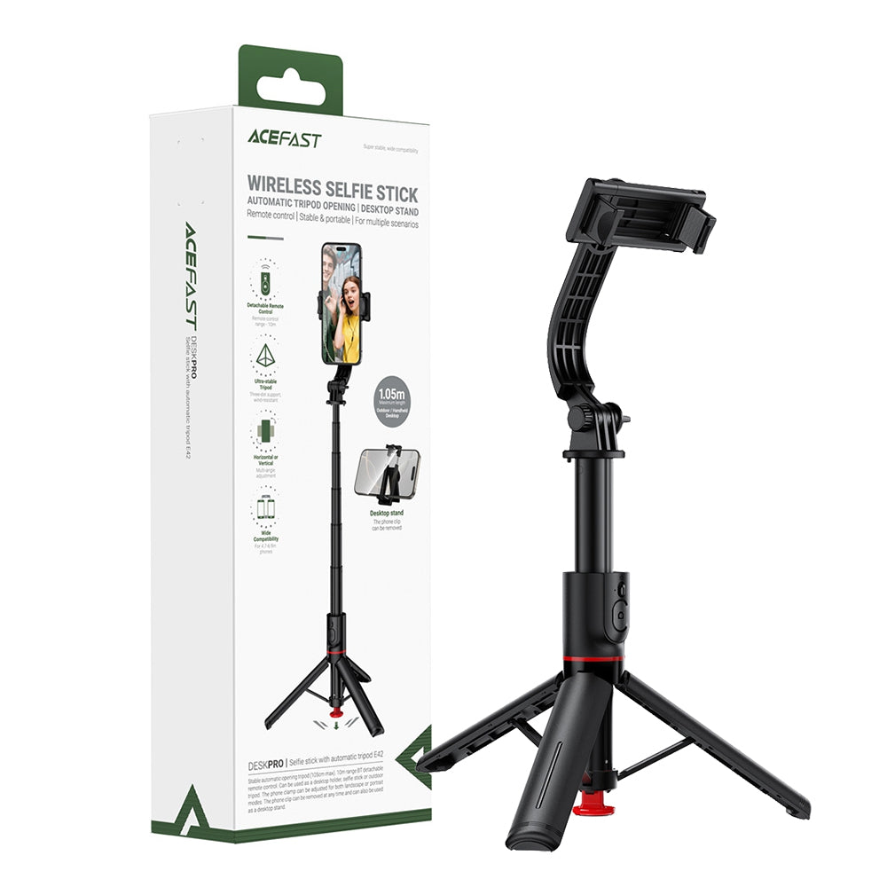 ACEFAST E42 Selfie Stick With Automatic Ttripod -Black