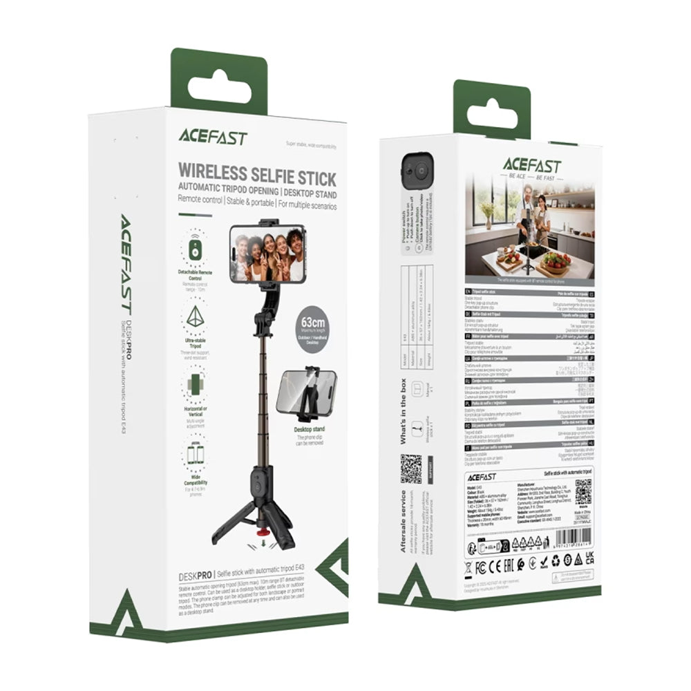 ACEFAST E43 Selfie Stick With Automatic Tripod -Black