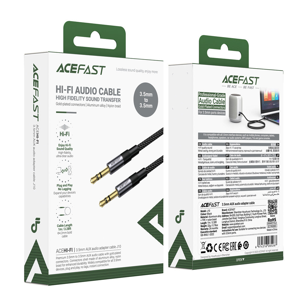 ACEFAST J10 3.5mm AUX Audio Adapter Cable -Black